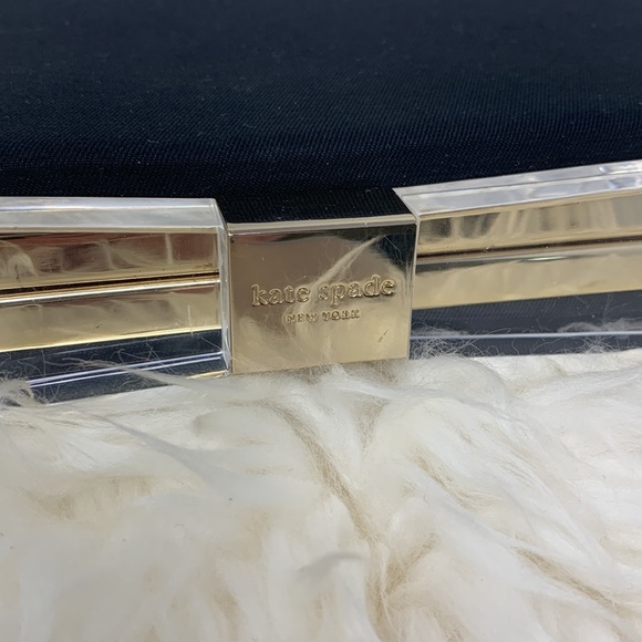 Kate Spade Clutch Acrylic Bow Gold Trim - Picture 2 of 10